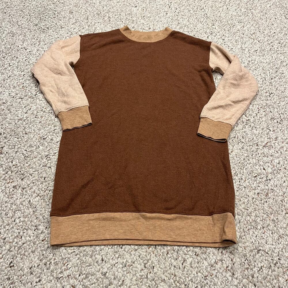 American Eagle Colorblock Sweater Dress Sz XXS Crew Neck Neutral Long Sleeve